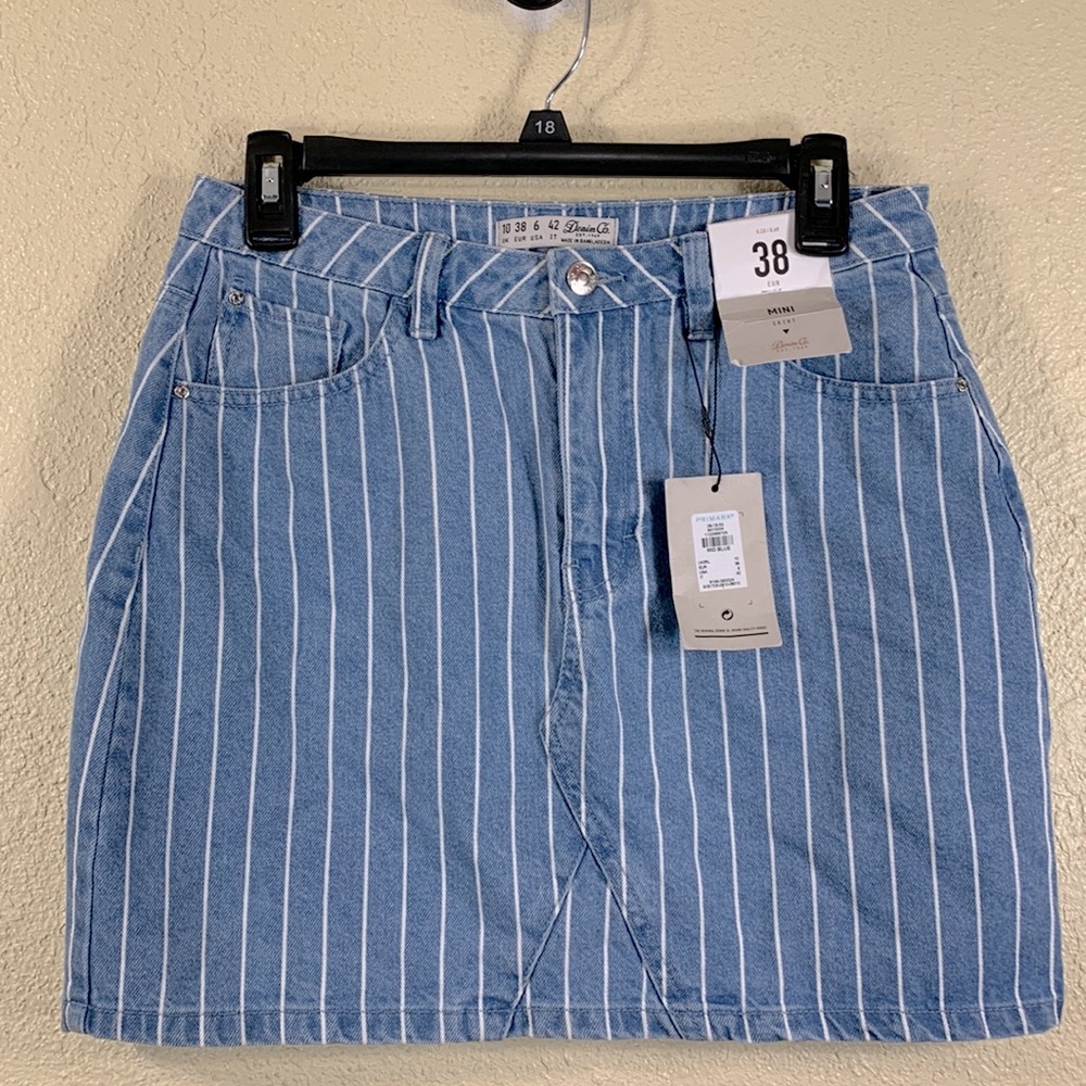 Denim Co Jean Skirt Blue with White Stripes NWT Size 6
